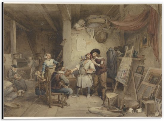 Dibond - Oude Meesters - A. Brouwer & élève J. v Craesbeek, Jean Baptiste Madou - Photo 40x30cm sur Aluminium (Décoration murale en métal)