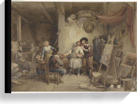 Toile - Oude Meesters - A. Brouwer & élève J. v Craesbeek, Jean Baptiste Madou - 40x30cm Photo sur Toile Peinture (Décoration murale sur Toile)