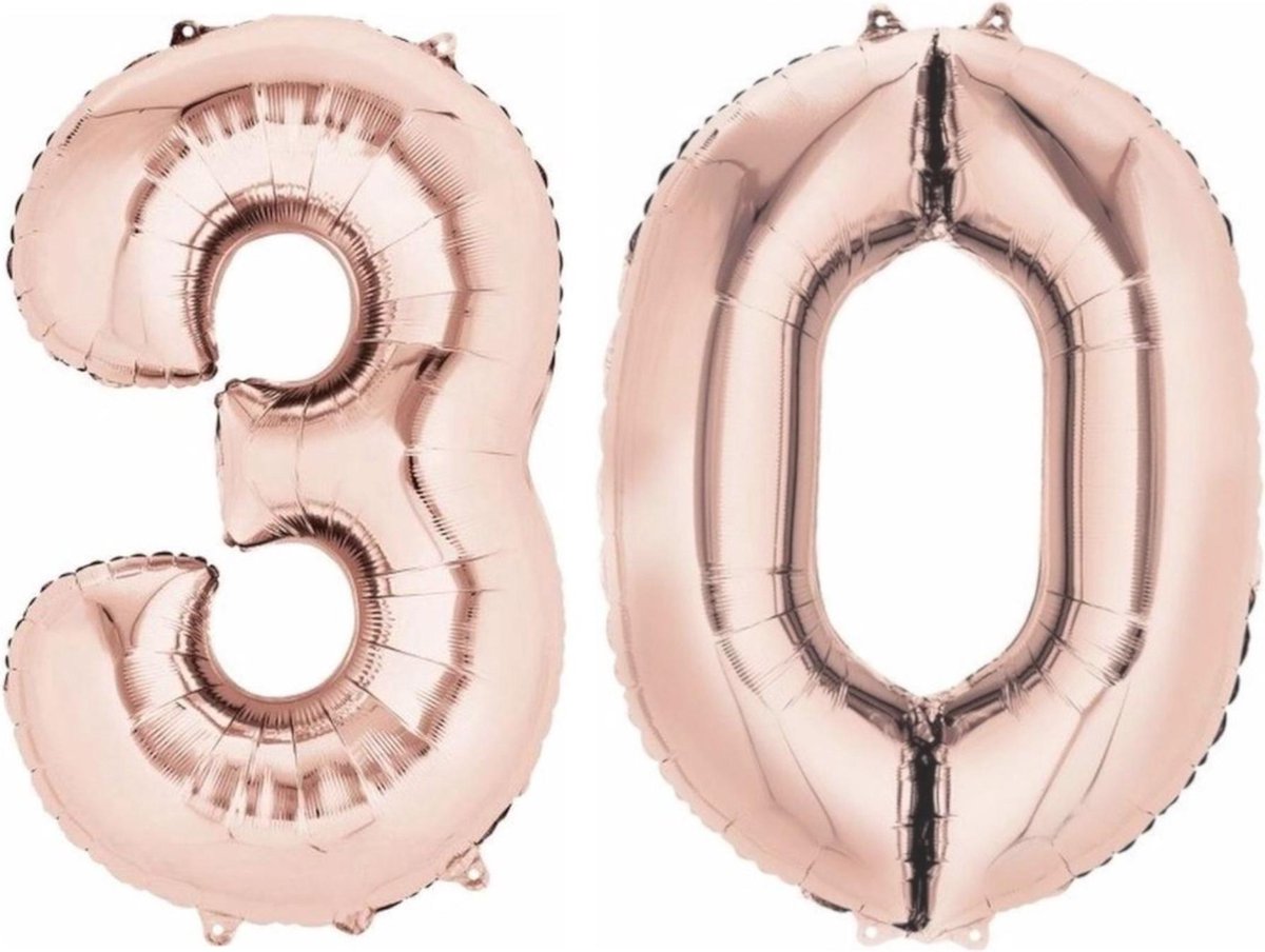 Cijfer Ballonnen Ballon Cijfer 30 Verjaardag Versiering Feest Helium Ballonnen Cijferballon Folieballon Rosegoud Xl Formaat