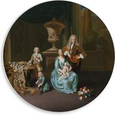 Forex Wandcirkel - Oude meesters - Diederik baron v Leyden, vrouw, zonen, Willem v Mieris - 30x30cm Foto op Wandcirkel (met ophangsysteem)