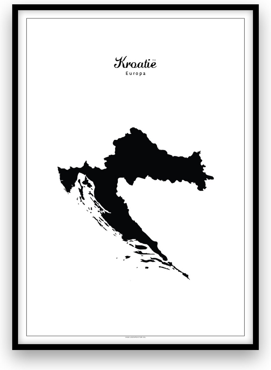 Kroatië landposter - Zwart-wit
