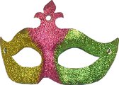 Venetian Eye Mask - Carnival - Carnival - Sylvester - Goud / Roze / Groen