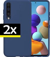 Hoesje Geschikt voor Samsung Galaxy A50 Hoesje Siliconen Case - Hoes Geschikt voor Samsung A50 Hoes Siliconen - Donkerblauw - 2 Stuks