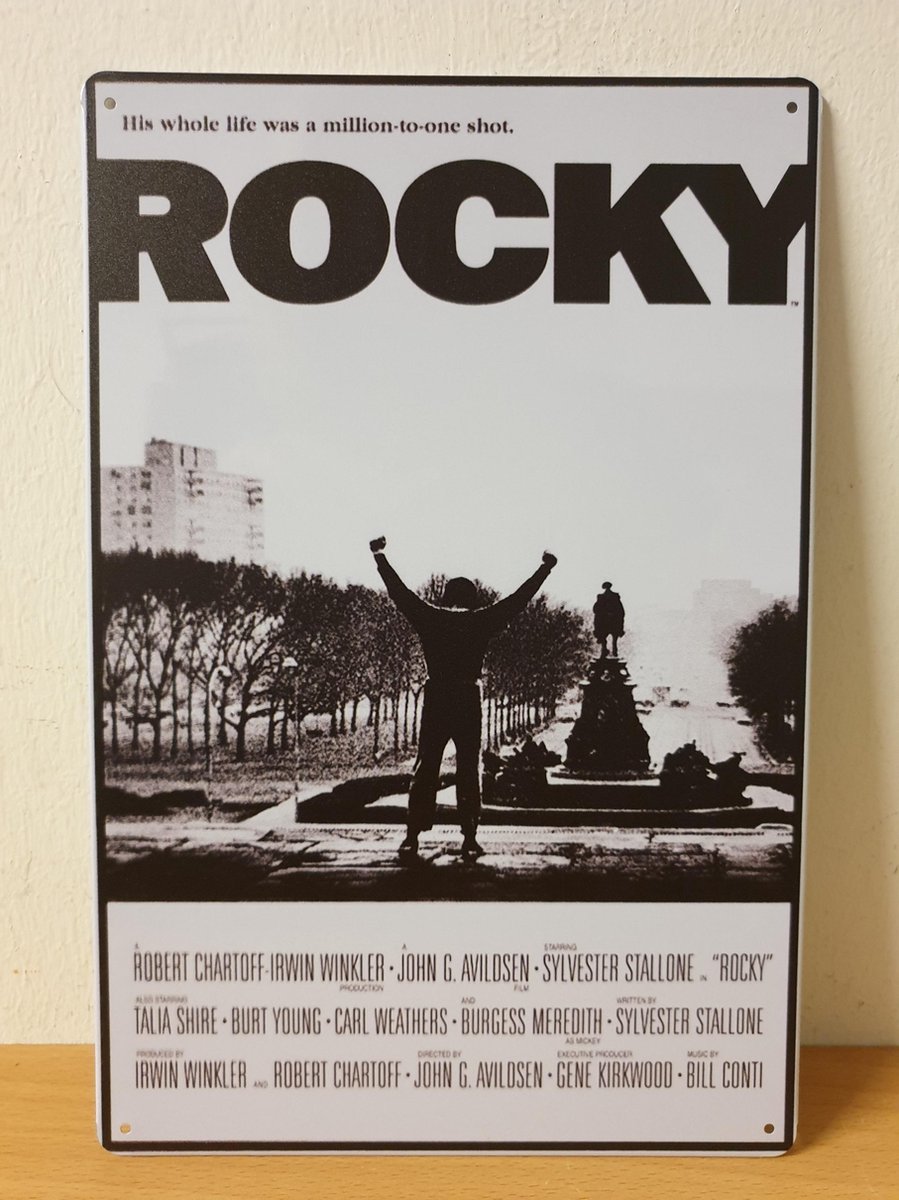 Deco Noord Rocky sylvester stallone Reclamebord van metaal METALEN-WANDBORD - MUURPLAAT - VINTAGE - RETRO - HORECA- BORD-WANDDECORATIE -TEKSTBORD - DECORATIEBORD - RECLAMEPLAAT - WANDPLAAT - NOSTALGIE -CAFE- BAR -MANCAVE- KROEG- MAN CAVE Multi