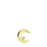 Zilveren goldplated oorknop maan zirkonia