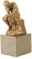 De Denker van Rodin - Bronzen beeldje - handgemaakt - 19 cm hoog