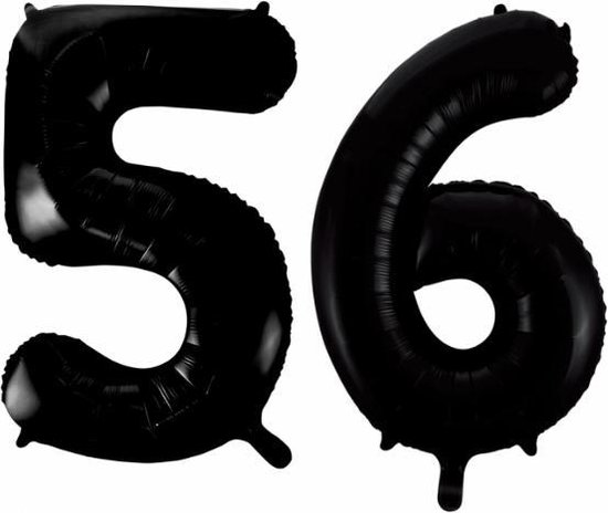 Folieballon 56 jaar zwart 41cm