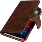 Wicked Narwal | Bark bookstyle / book case/ wallet case Hoes voor Samsung Galaxy S4 i9500 Donker Bruin