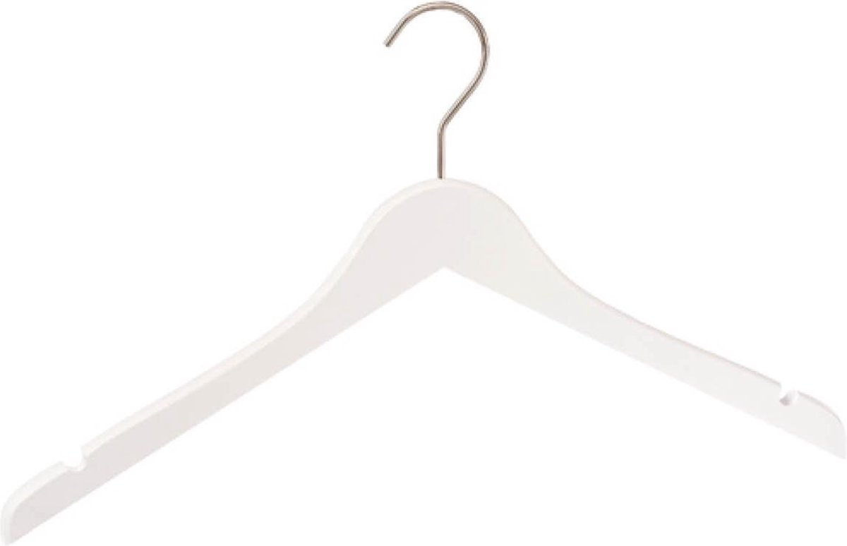 [Set van 10] Houten witte kledinghangers perfect voor jurkjes en topjes door de inkepingen in de schouderkoppen
