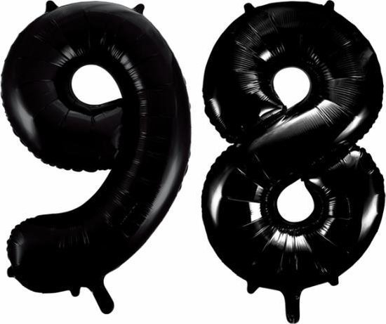 Folieballon 98 jaar zwart 86cm