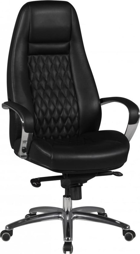 Pippa Design bureaustoel met geïntegreerde hoofdsteun - zwart leer | bol.com