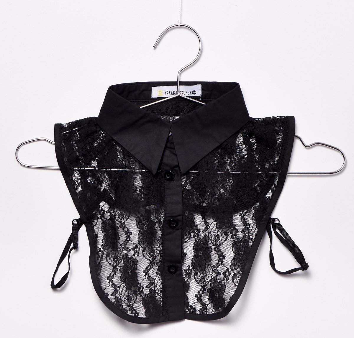 Kraagjeskopen.nl® - Los Kraagje zwart Kant - Puntkraag Blouse Kraagje voor Dames