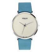 Lucardi Horloge - Zilverkleurig (kleur kast) - Blauw bandje - 40 mm