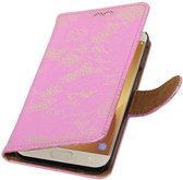 Wicked Narwal | Lace bookstyle / book case/ wallet case Hoes voor Samsung Galaxy J5 (2017) J530F Roze