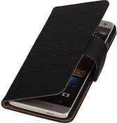 Wicked Narwal | Croco bookstyle / book case/ wallet case Hoes voor HTC One 2 E8 Zwart