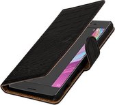 Wicked Narwal | Croco bookstyle / book case/ wallet case Hoes voor sony Xperia X Performance Zwart