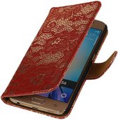 Wicked Narwal | Lace bookstyle / book case/ wallet case Hoes voor Samsung Galaxy S6 Edge G925 Rood