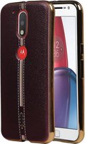 Wicked Narwal | M-Cases Leder Look TPU Hoesje voor Motorola Moto G4 Bruin