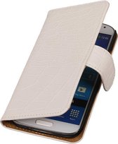 Wicked Narwal | Croco bookstyle / book case/ wallet case Hoes voor sony Xperia ZR M36H Wit