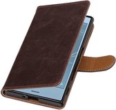 Wicked Narwal | Premium TPU PU Leder bookstyle / book case/ wallet case voor Sony Xperia  XZs Mocca