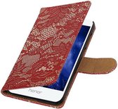 Wicked Narwal | Lace bookstyle / book case/ wallet case Hoes voor Huawei Honor 6 A Rood