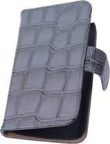 Wicked Narwal | Glans Croco bookstyle / book case/ wallet case Hoes voor Samsung Galaxy Note 4 N910F Grijs