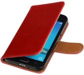 Wicked Narwal | Premium TPU PU Leder bookstyle / book case/ wallet case voor Samsung Galaxy J3 J300F Rood