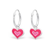 Aramat jewels ® - 925 sterling zilveren kinder oorringen met bedel roze hart