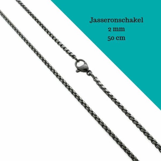 Jasseron ketting-50cm-2mm-staal-zilver-heren-dames
