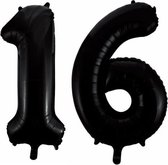 Folieballon 16 jaar zwart 86cm
