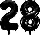 Folieballon 28 jaar zwart 41cm