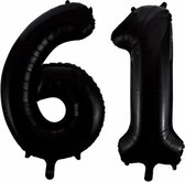Folieballon 61 jaar zwart 41cm