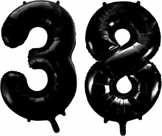 Folieballon 38 jaar zwart 41cm