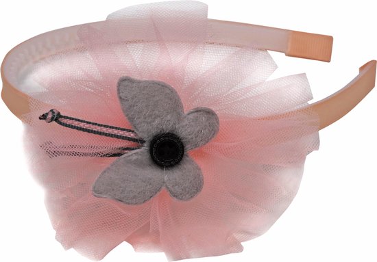 Jessidress Haarband Meisjes Haar Diadeem met vlinder van tule gemaakt - Beige