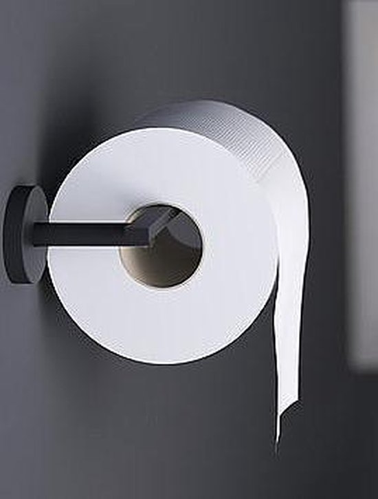 Clou Flat toiletrolhouder 16.5x4.8cm zonder klep Zwart mat