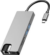 DrPhone CM2 - 8 in 1 hub  + Dock - 2x Scherm (VGA+HDMI) - USB-C Naar HDMI 4k 30hz – LAN RJ45 Ethernet Gigabit  - Type-C PD – SD Kaart – USB 3.0 x2 – VGA - Te gebruiken op o.a.Lenovo / Macbook