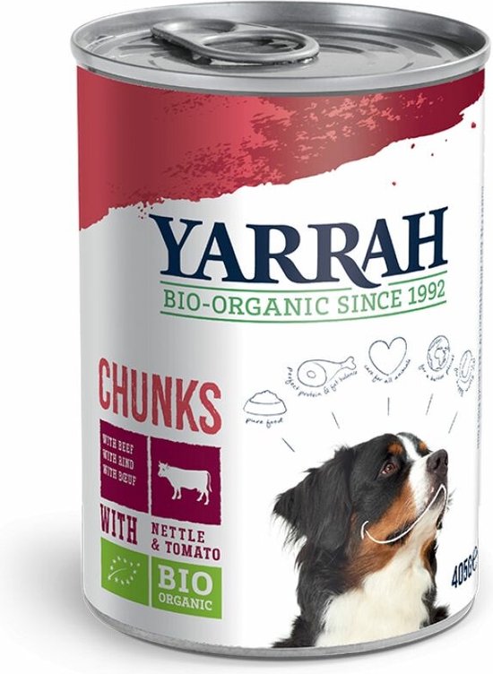 meubilair eindeloos verdrietig Yarrah Dog Blik Brokjes Vlees In Saus - Rund - Hondenvoer - 12 x 405 g NL- BIO-01 | bol.com