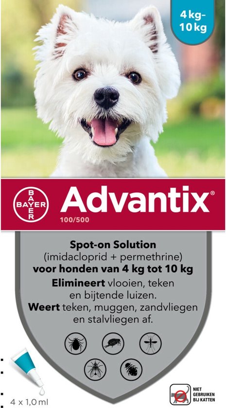 Bayer Advantix Vlooien & Teken Pipetten - Hond 4 tot 10 kg - 4 | bol.com