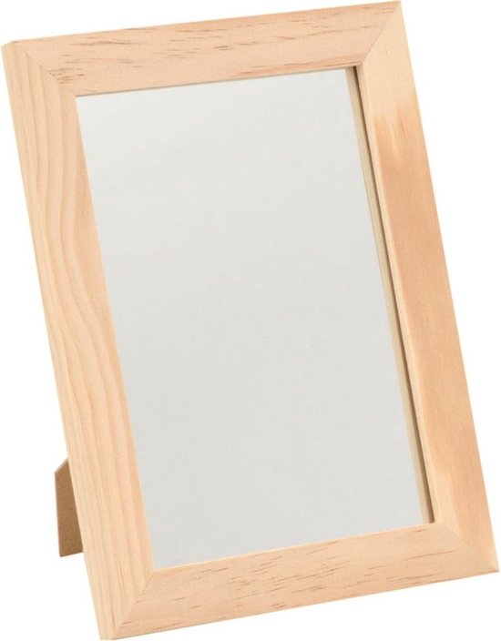 Houten spiegel 29 x 34,5 cm DIY hobby/knutselmateriaal -... | bol