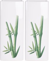2x Witte radiator waterverdampers/luchtbevochtigers botanische planten print bamboe blad 21 cm - Waterverdampers voor de verwarming