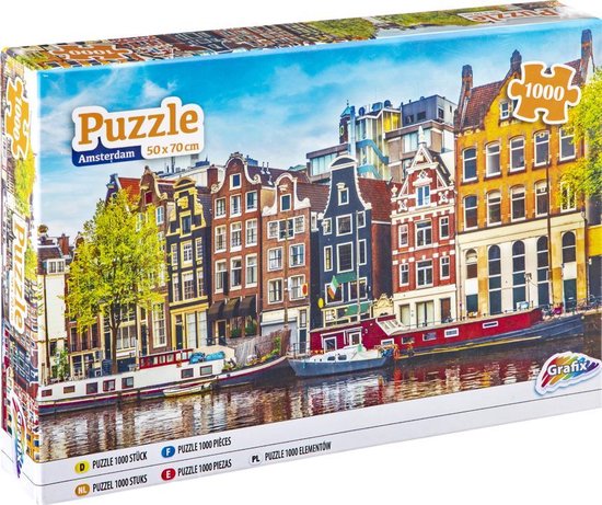 Grafix Puzzel 1000 stukjes volwassenen | Thema Grachtenpanden van Amsterdam | Afmeting 50 X 70 CM | Legpuzzel - Grafix