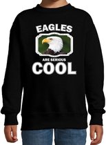 Dieren zeearenden sweater zwart kinderen - eagles are serious cool trui jongens/ meisjes - cadeau arend/ zeearenden liefhebber 7-8 jaar (122/128)