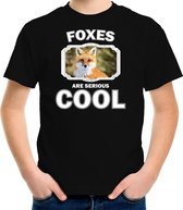 Dieren vossen t-shirt zwart kinderen - foxes are serious cool shirt  jongens/ meisjes - cadeau shirt vos/ vossen liefhebber XL (158-164)