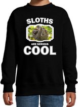 Dieren luiaards sweater zwart kinderen - sloths are serious cool trui jongens/ meisjes - cadeau luiaard/ luiaards liefhebber 7-8 jaar (122/128)