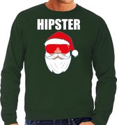 Foute Kerst sweater / Kersttrui Hipster Santa groen voor heren- Kerstkleding / Christmas outfit 2XL