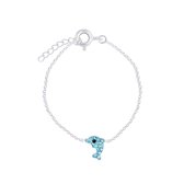Joy|S - Zilveren dolfijn armband blauw kristal 14 cm + 2 cm