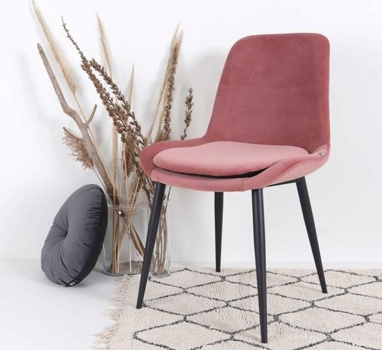 Tara velvet eetkamerstoel Roze - Metalen onderstel - velvet stoel - stoelen  set van 4... | bol.com