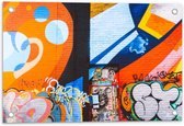 Tuinposter – Graffiti versierde Muur - 60x40cm Foto op Tuinposter  (wanddecoratie voor buiten en binnen)