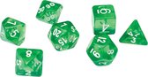 Polydice set - Polyhedral dobbelstenen set 7 delig | Set van 7 dice | dungeons and dragons dnd dice | D&D Pathfinder RPG DnD | Groen doorzichtig