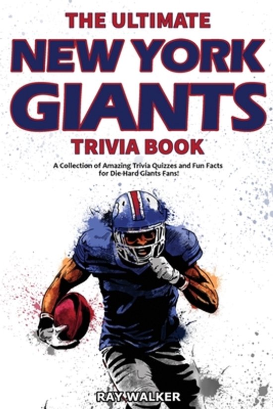 De omslag van "The Ultimate New York Giants Trivia Book" toont een quarterback in actie met de tekst "THE ULTIMATE NEW YORK GIANTS TRIVIA BOOK".